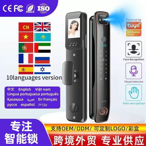 外贸人脸识别指纹锁家用防盗门可视密码锁电子锁智能门锁厂家智能