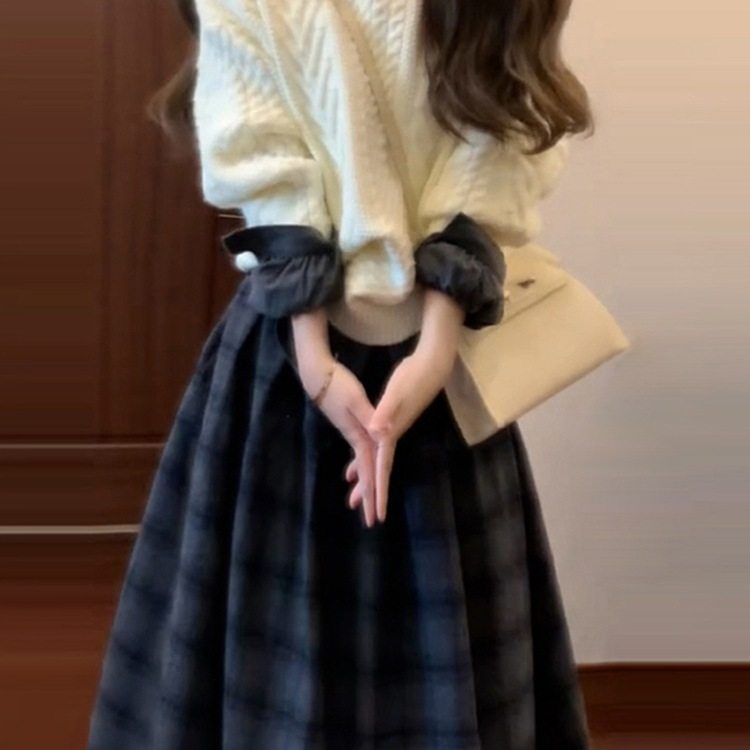 法式小个子香风针织毛衣套装裙子女秋冬季2024新款一整套深冬穿搭