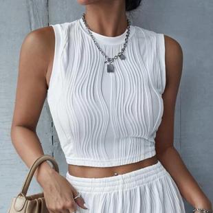 2024Crop Top Women Summer Clothes Y2K Grunge Sleeveless Slim
