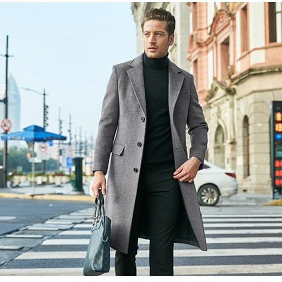 Winter Warm Long Jacket Trench Coat Men Clothes Overcoat Man