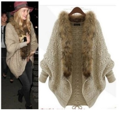 毛领开衫毛衣ladies autumn Cardigan Knitted sweaters Women