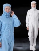 爆新羽兴百级网格防静电连体服男女无尘洁净车间防护连帽连鞋 套i.