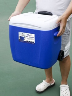 带轮海鲜箱用拉杆保号商28升pu户外可携式冷藏箱大温车载塑料泡i.