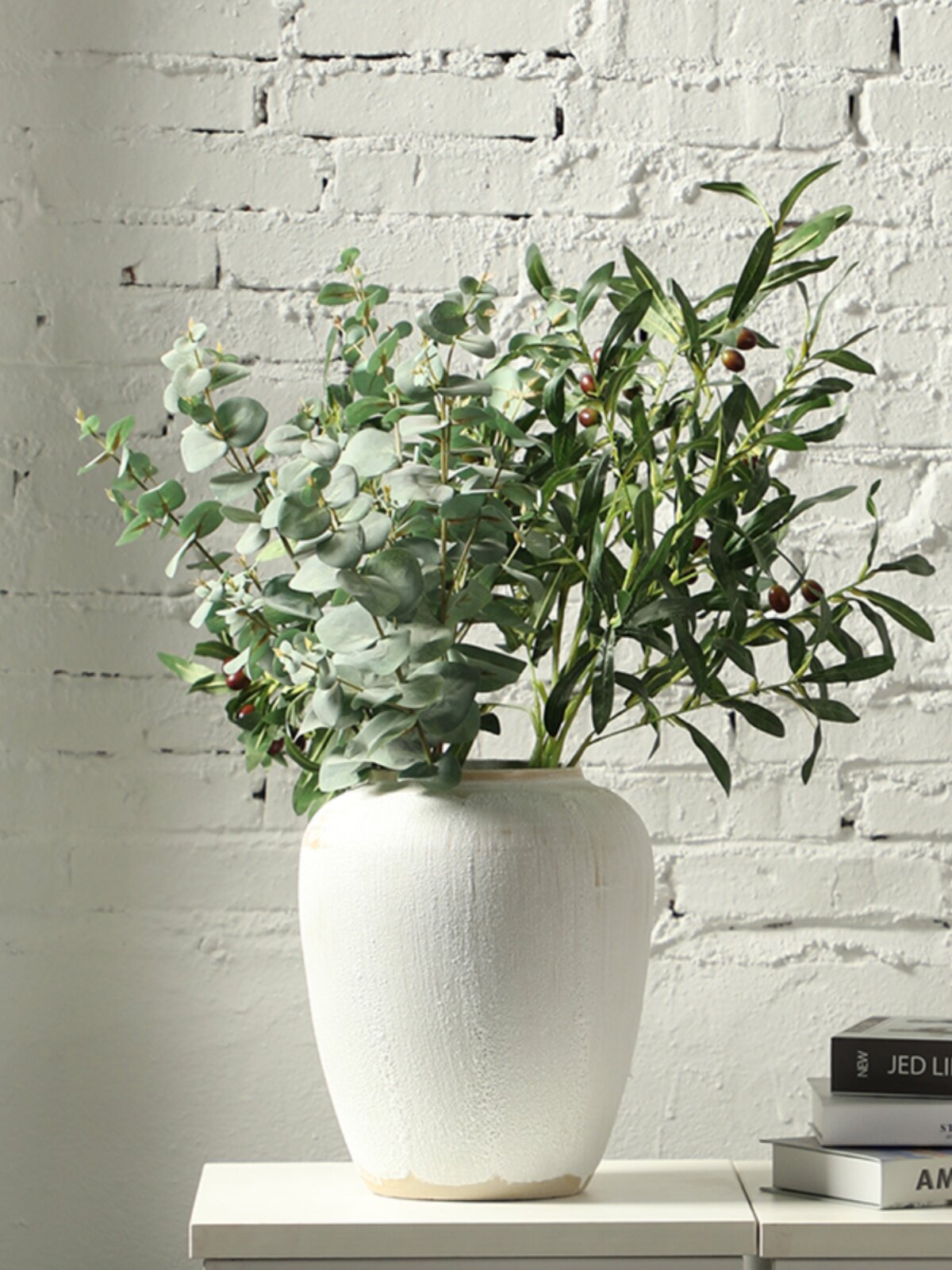 景德镇陶瓷大号花瓶客厅插花摆件现代简约白色手工台面陶罐大花i.