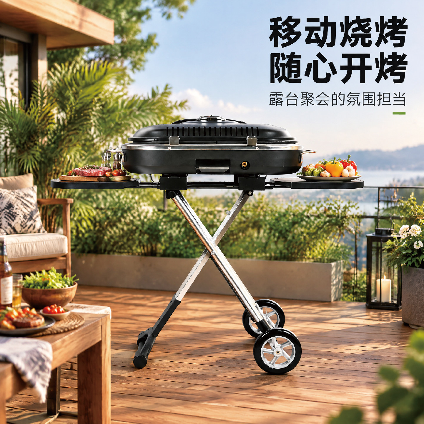 欧固双炉头便携燃气烤炉