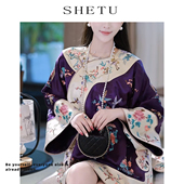 新款 上衣女秋季 圆领斜襟宽松太太服 禅意国风重工刺绣唐装 新中式