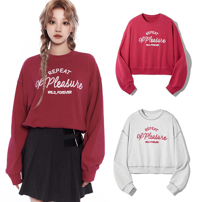 潮牌美式复古红色卫衣秋冬新款