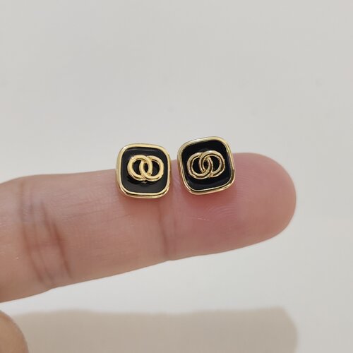 四方形26b黑色小方块铜合金耳钉