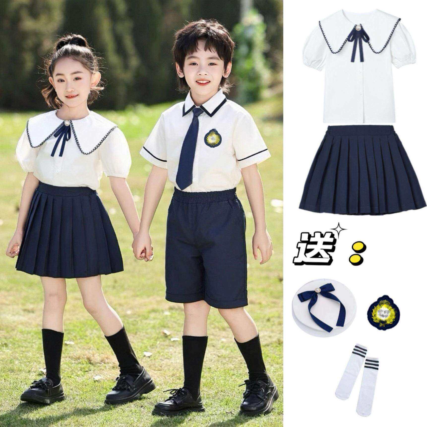 幼儿园园服夏装英伦学院风小学生校服夏天毕业照服装全棉儿童班服