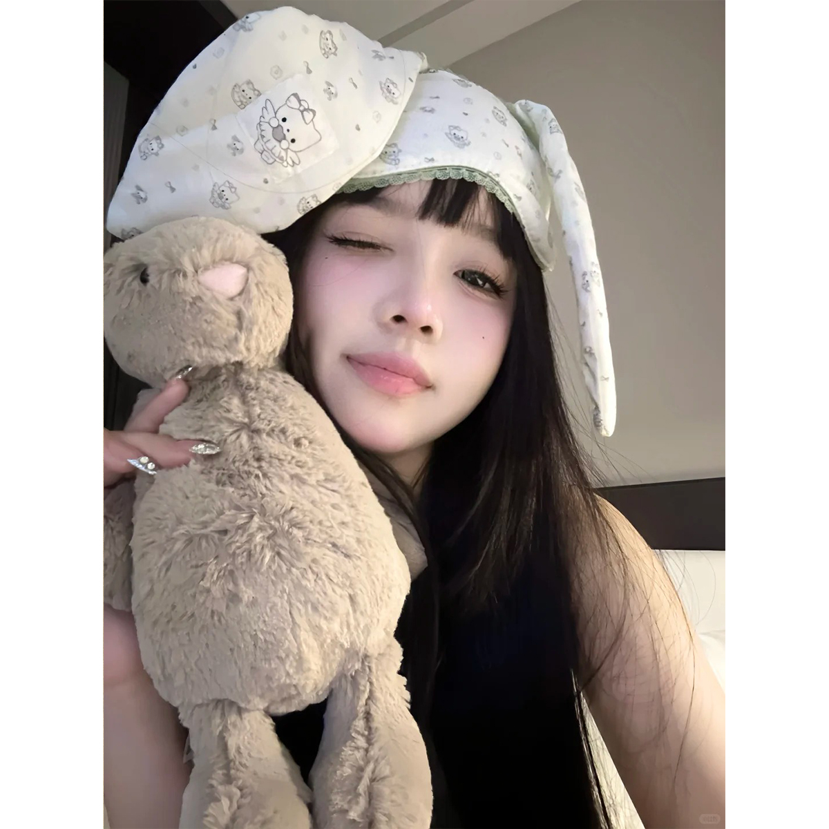 甜美兔子耳朵眼罩女可爱猫咪卡通学生元气少女睡觉遮光神器不透光