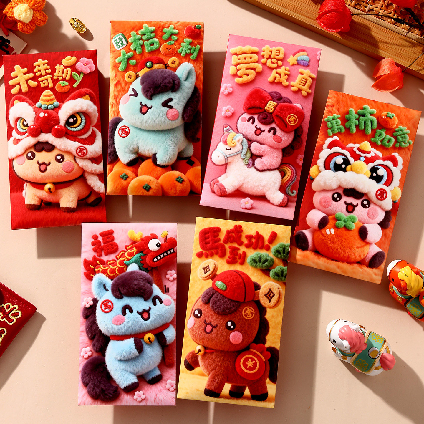 2026马年新年毛绒刺绣红包卡通可爱创意利是封春节压岁钱儿童压岁,节庆用品/礼品,红包/利是封,淘宝优惠券,粉丝福利购,淘宝优惠卷