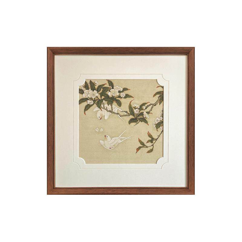 桃花双燕宋代美学新中式复古风装饰画客厅玄关禅意茶室装饰挂画