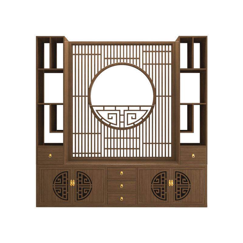 隔断柜新中式屏风博古架玄关柜电视柜一体柜大容量全实木靠墙