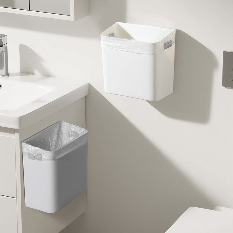 免打孔壁挂垃圾桶客厅卧室厨房卫生间纸篓桶长方形家用无盖垃圾筒