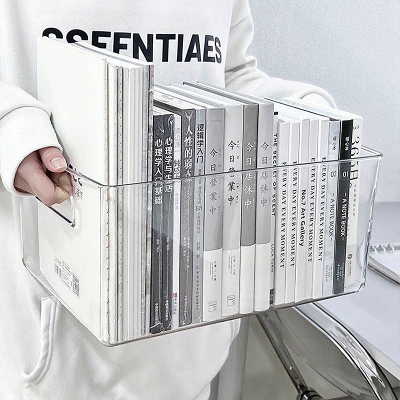 亚克力桌面收纳盒透明宿舍书桌文具书本置物架整理箱办公室文件筐