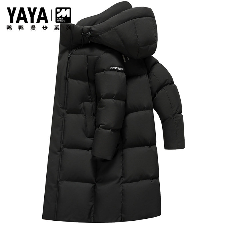 鸭鸭连帽中长款加厚羽绒服