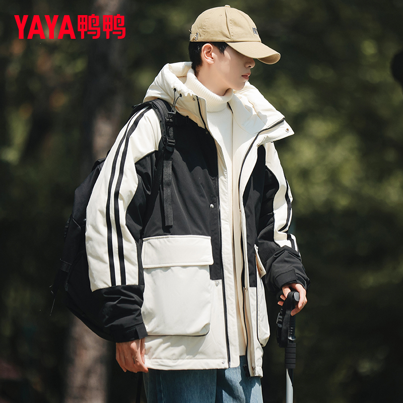 鸭鸭连帽户外短款2023羽绒服