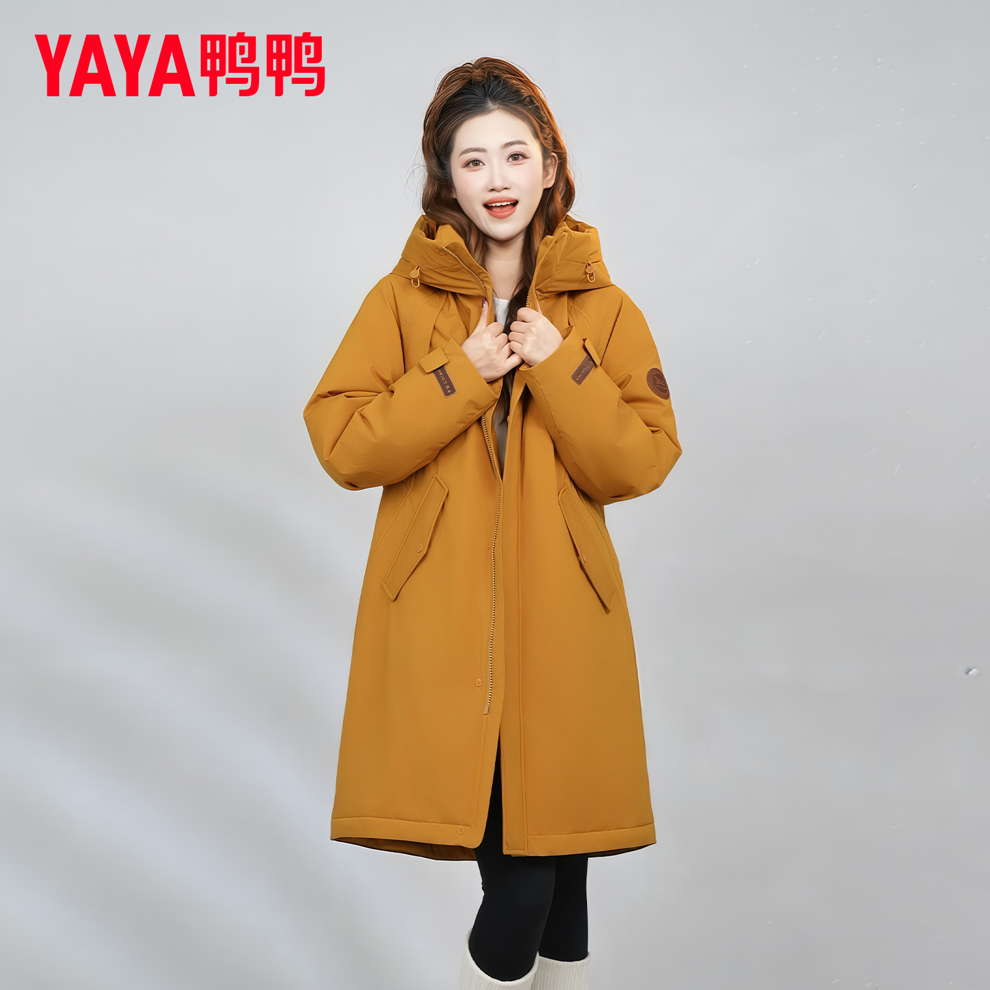 鸭鸭派克羽绒服女长款