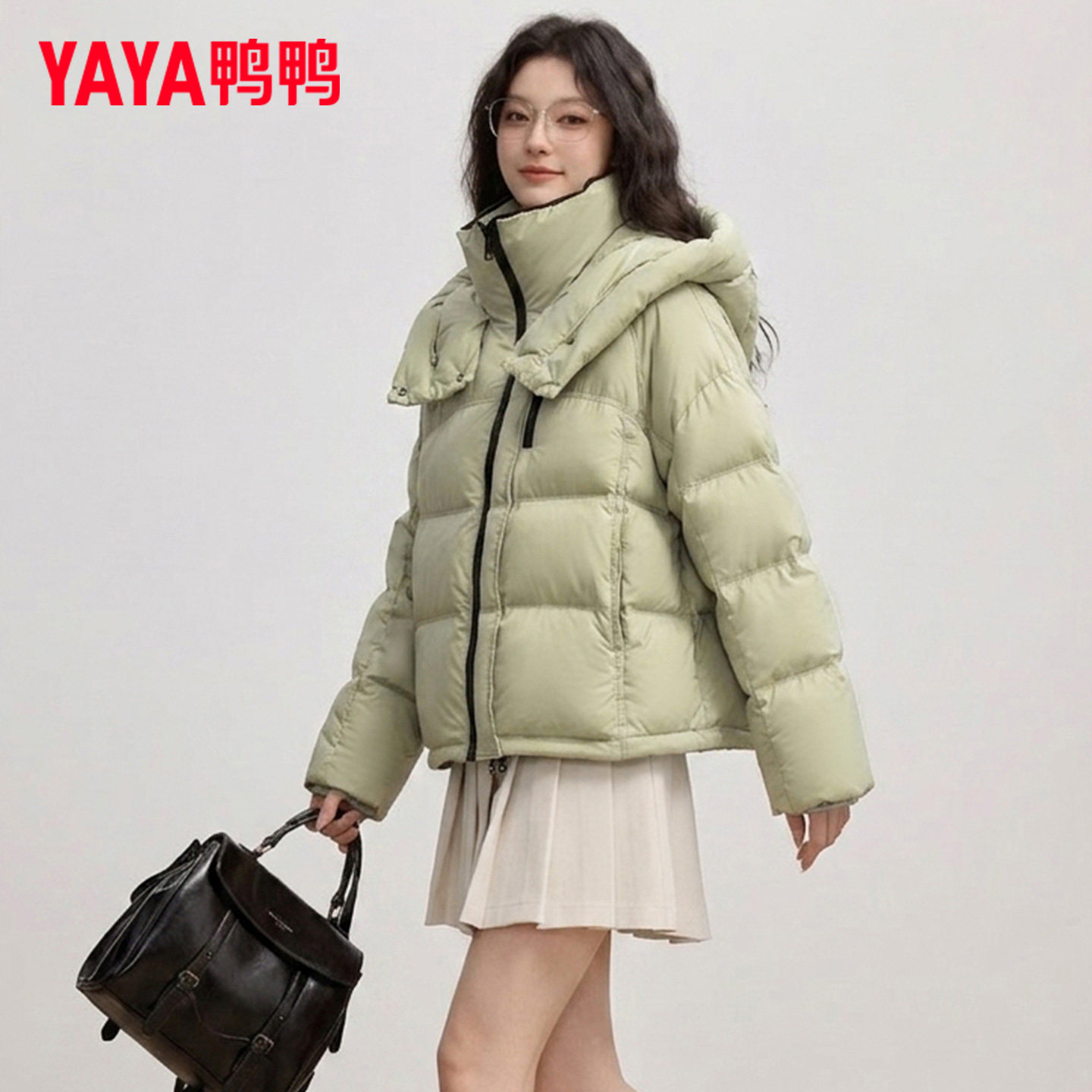 鸭鸭冬季羽绒服女款新款潮流休闲百搭短款面包服时尚保暖鸭绒外套