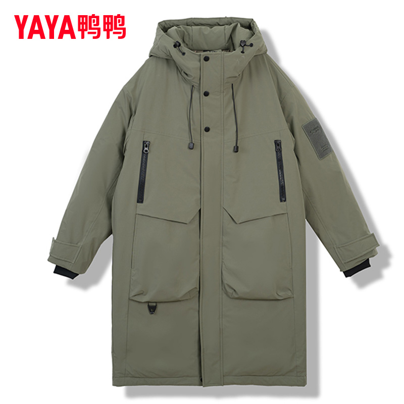 鸭鸭连帽中长款加厚羽绒服