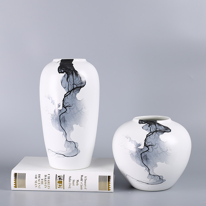 销意流云创水墨陶瓷花瓶摆家关居客厅玄花插样件板房酒店会所装饰