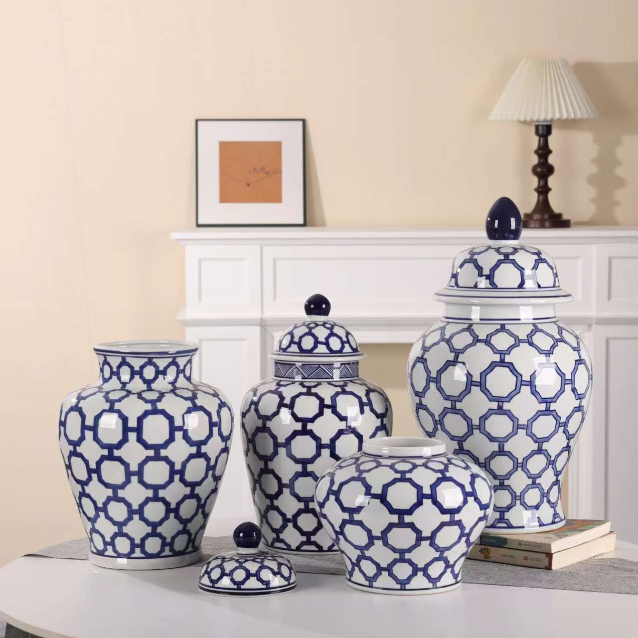 景德镇青花瓷储物罐花瓶摆件民宿酒店客厅玄关桌面干花插花器