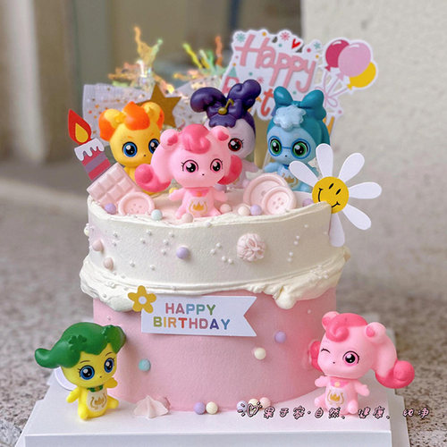 卡通奇妙萌可女孩蛋糕装饰摆件