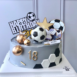 足球蛋糕装饰摆件世界杯金球奖主题梅西C罗男孩生日烘焙配件插件