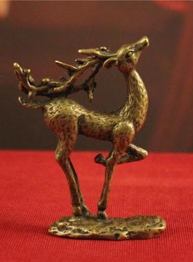 一路发财梅花鹿摆件纯铜工艺品