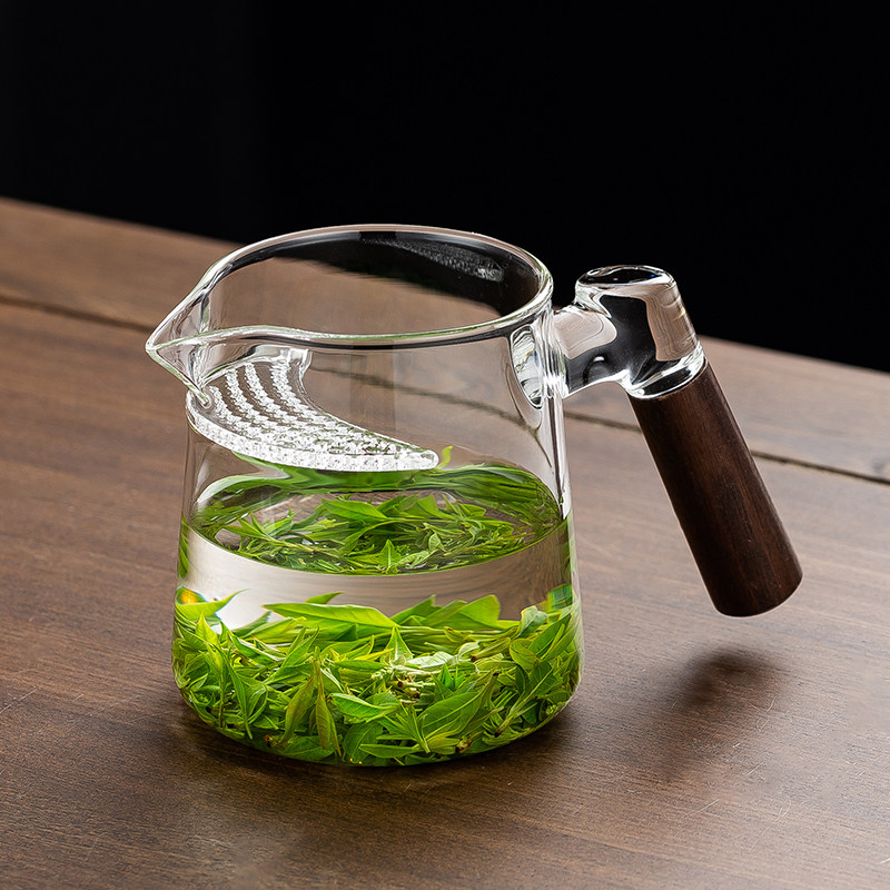 玻璃月牙公道杯茶漏一体绿茶专用茶具过滤泡茶公杯滤网功夫分茶器