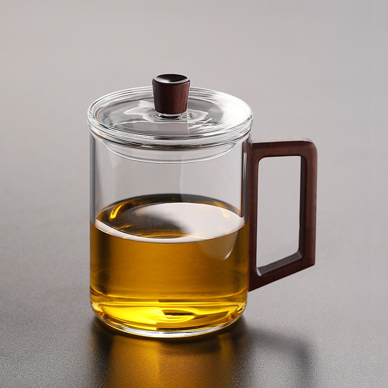 耐高温有盖玻璃杯,办公男士专用茶具,茶杯,家用高档水杯,绿茶