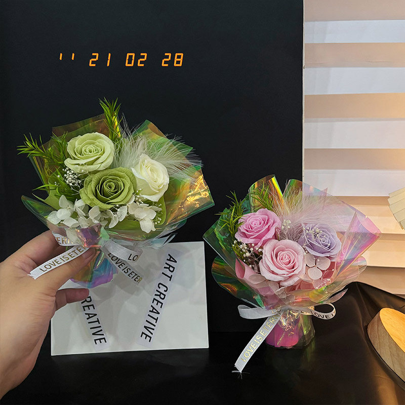 永生花仿真玫瑰迷你精致香皂花束成品送男女友生日七夕教师节礼物