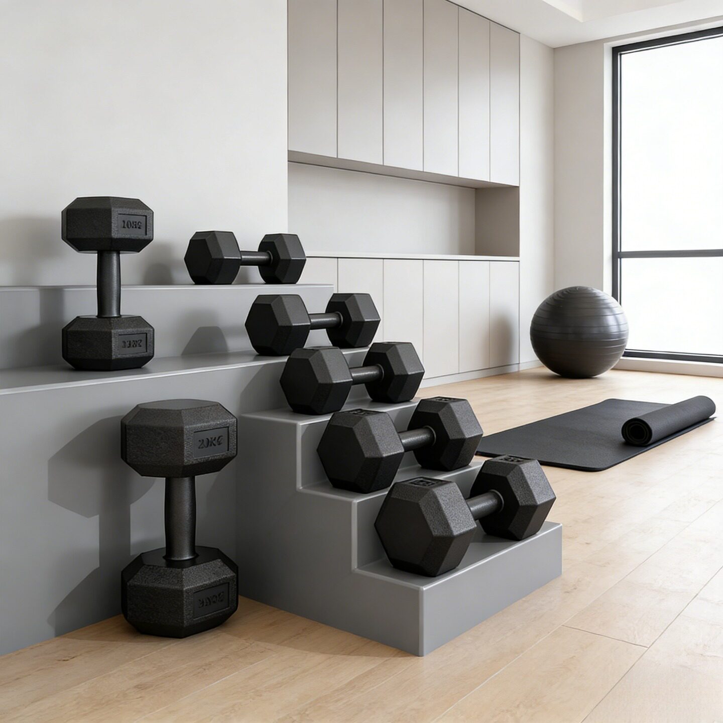 六角哑铃男士健身学生2kg5公斤家用10kg包胶练臂女健身器材小哑铃