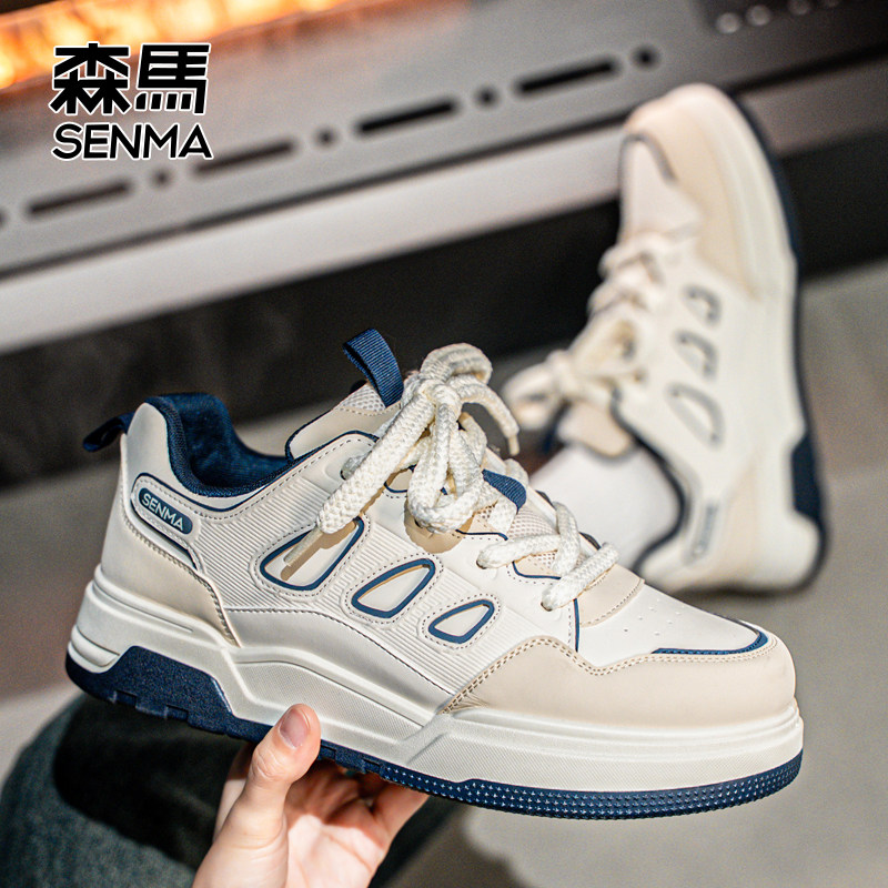 森马板鞋男2026新款痞帅巨好看男鞋高级感圆头增高时尚百搭潮鞋子