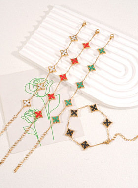 经典不锈钢手链女简约精致五花钛