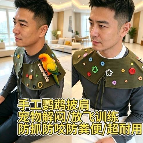 夏季养鸟披肩鹦鹉防抓训鸟互动防咬接屎玄风虎皮易清洗防护站肩