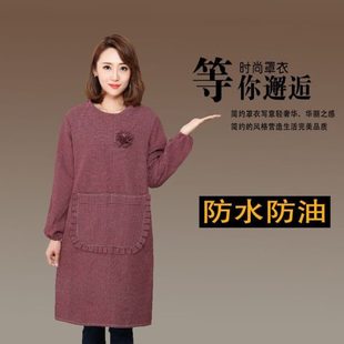 新款 反围裙 大人衣厨房罩纯棉2024穿衣长袖 女洋气加厚家用韩版