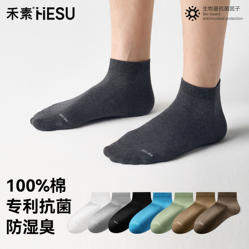 禾素袜子男短袜纯棉春夏薄款抗菌