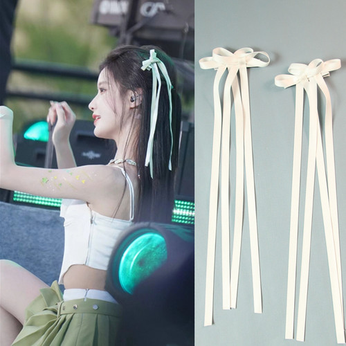 陈意涵同款蝴蝶结边夹飘带发夹