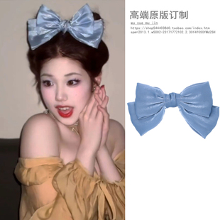 汤姆的梦中情猫可爱蓝色大蝴蝶结发夹后脑勺发卡丸子头顶夹发饰