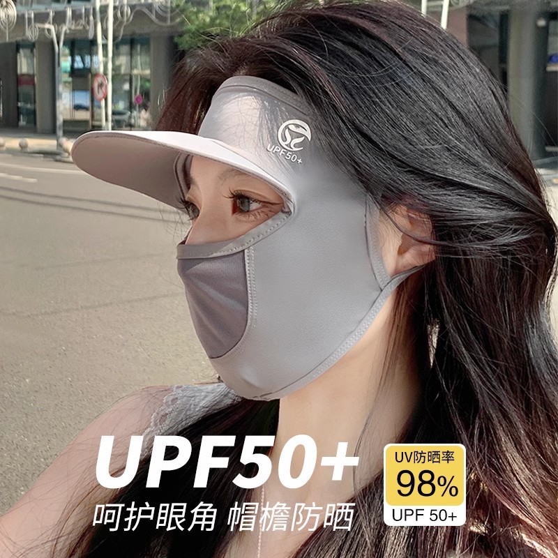 防晒面纱面罩口罩女防紫外线护颈脖冰丝遮脸脖子全脸薄款夏天
