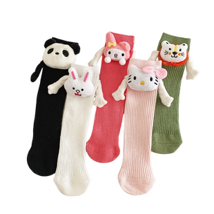 儿童会牵手拉手袜子个性创意女童春秋可爱公仔宝宝美乐蒂长筒磁吸