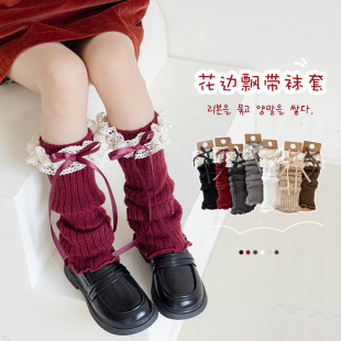 女童袜套秋冬洋气炸街公主白色保暖腿套儿童堆堆袜红色新年小腿袜