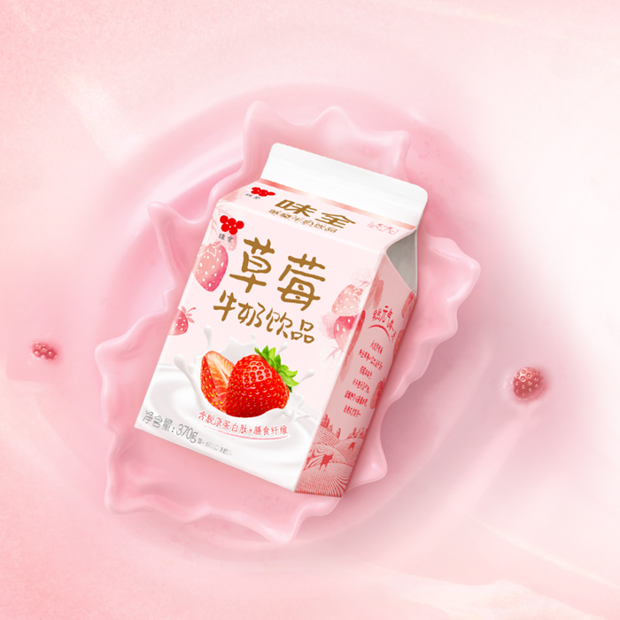 味全&德芙巧克力牛奶饮品 黑巧克力 草莓味370g* 15盒 家庭享用装
