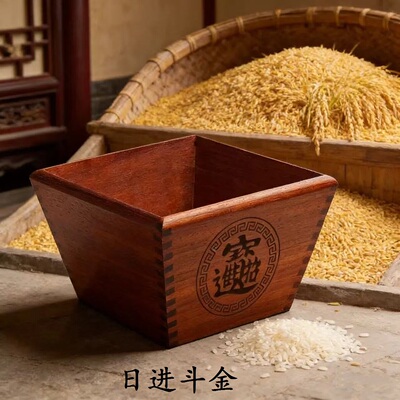 榫卯结构红花梨色实木斗招财