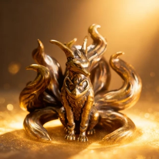 纯黄铜灵狐摆件小狐狸办公室客厅桌面装饰茶宠车载工艺品