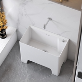 陶爵士拖把池家用阳台大号卫生间地盆拖布池高脚落地式 陶瓷墩布池