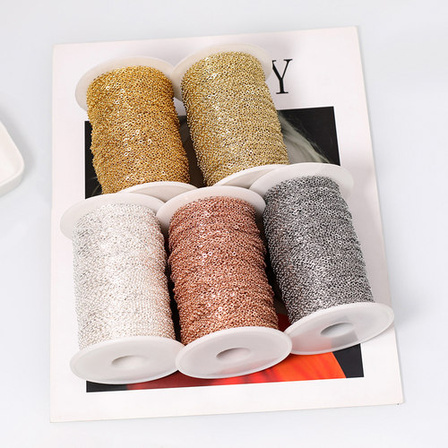 diy饰品配件耳饰手链项链手工材料18K金保色真金链条扁十字链链条