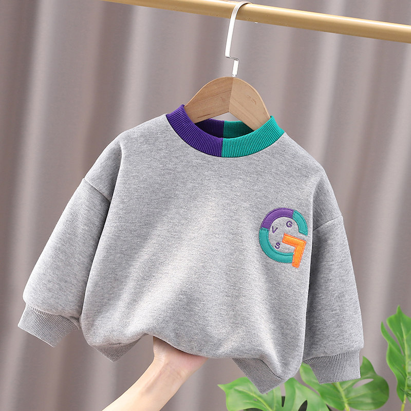 童装小童加绒卫衣2026新款儿童洋气韩版打底衫男童时髦套头秋冬装