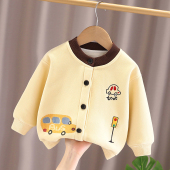 小童宝宝春秋卫衣婴儿童男孩洋气保暖上衣 新款 男童加绒开衫 秋冬装